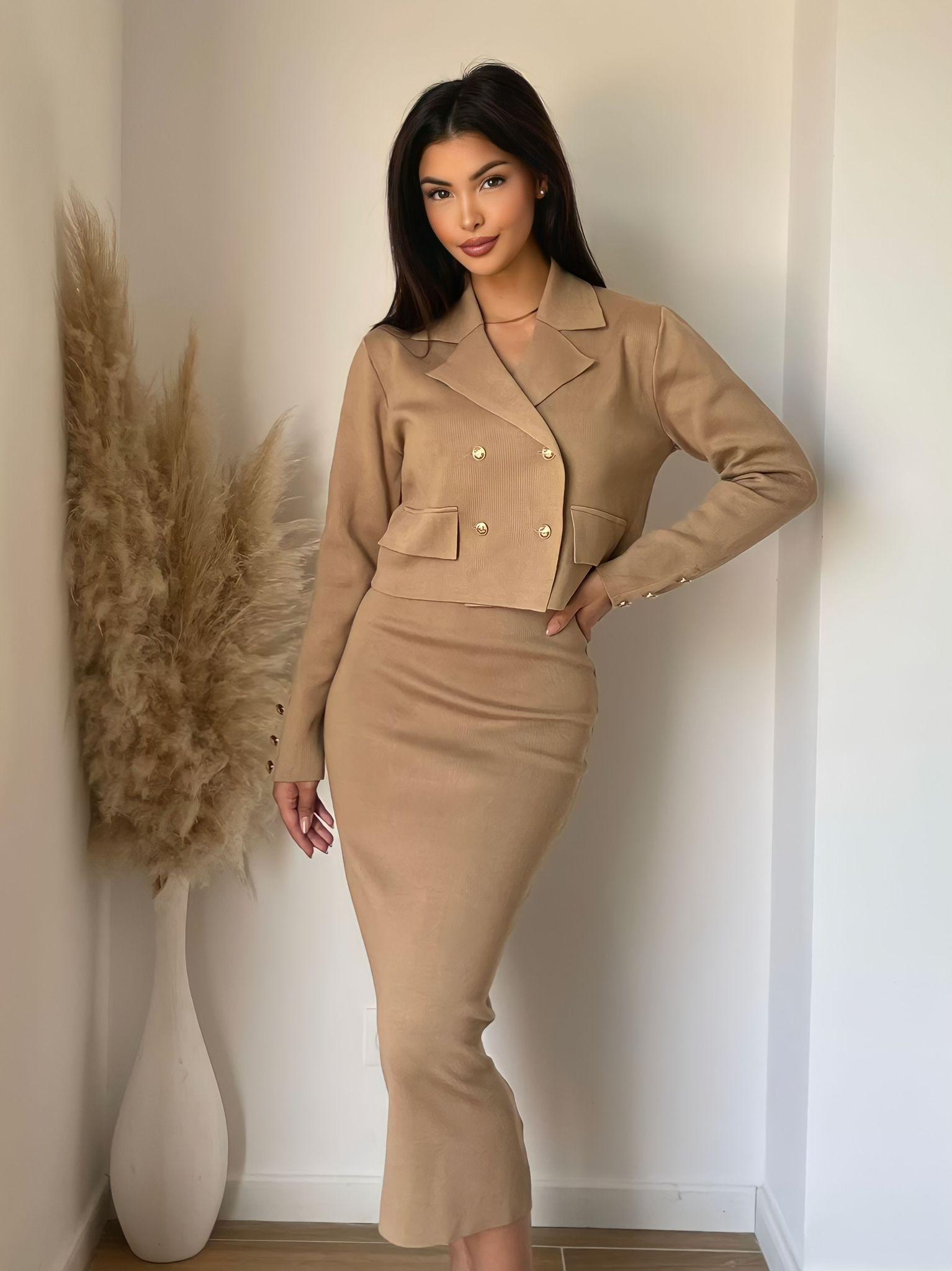Koolook Σετ φούστα & σακάκι σε καμηλό απόχρωση - Image 2