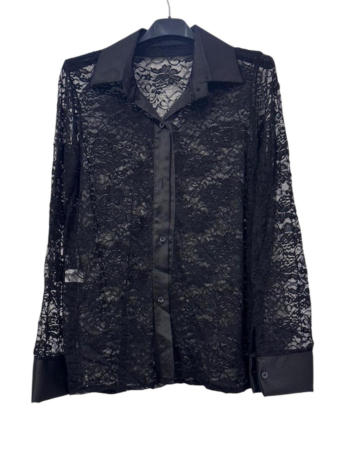 Μαύρο δαντελένιο πουκάμισο - Image 2