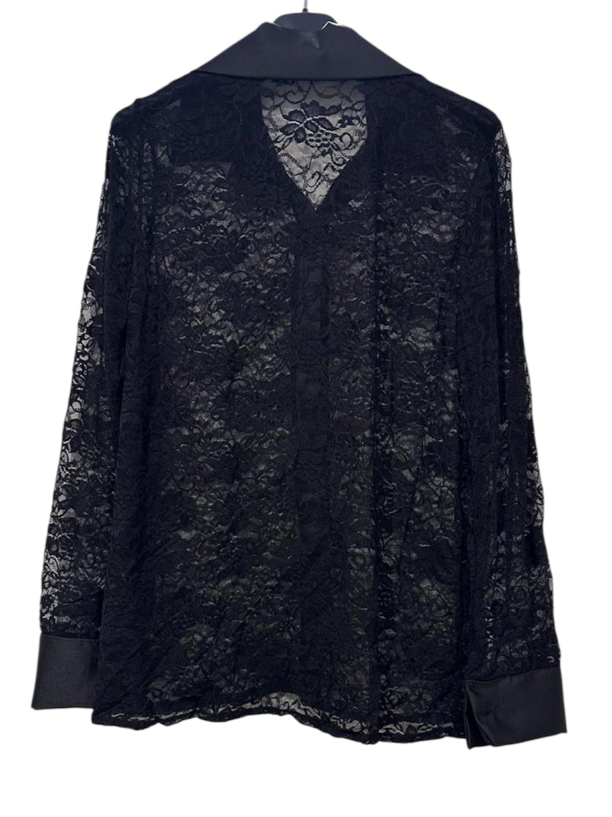 Μαύρο δαντελένιο πουκάμισο - Image 3