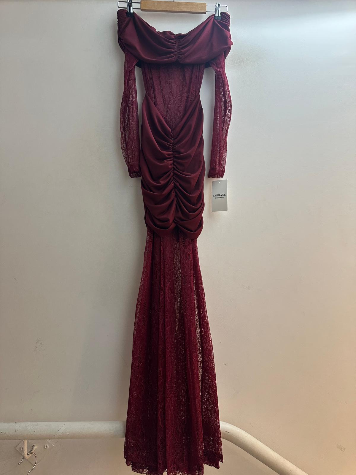 Loriane Maxi φόρεμα με δαντέλα και σούρες - Image 2