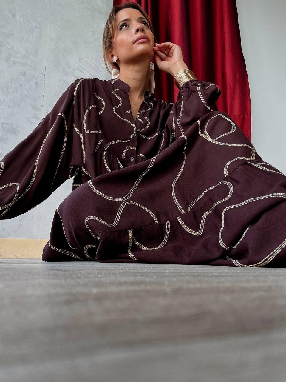 Fenomen Μακρύ φόρεμα με print και balloon μανίκια - Image 6