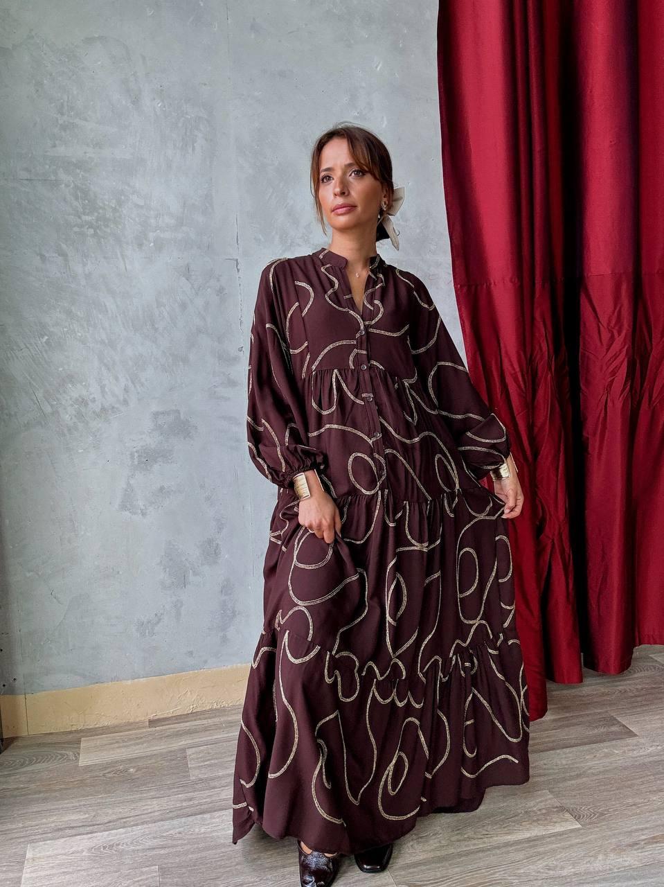 Fenomen Μακρύ φόρεμα με print και balloon μανίκια - Image 2