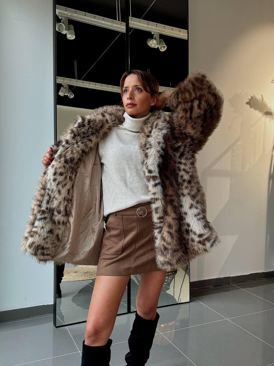 Faux fur παλτό – Animal print - Image 7