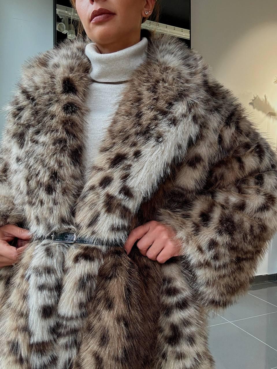 Faux fur παλτό – Animal print - Image 6