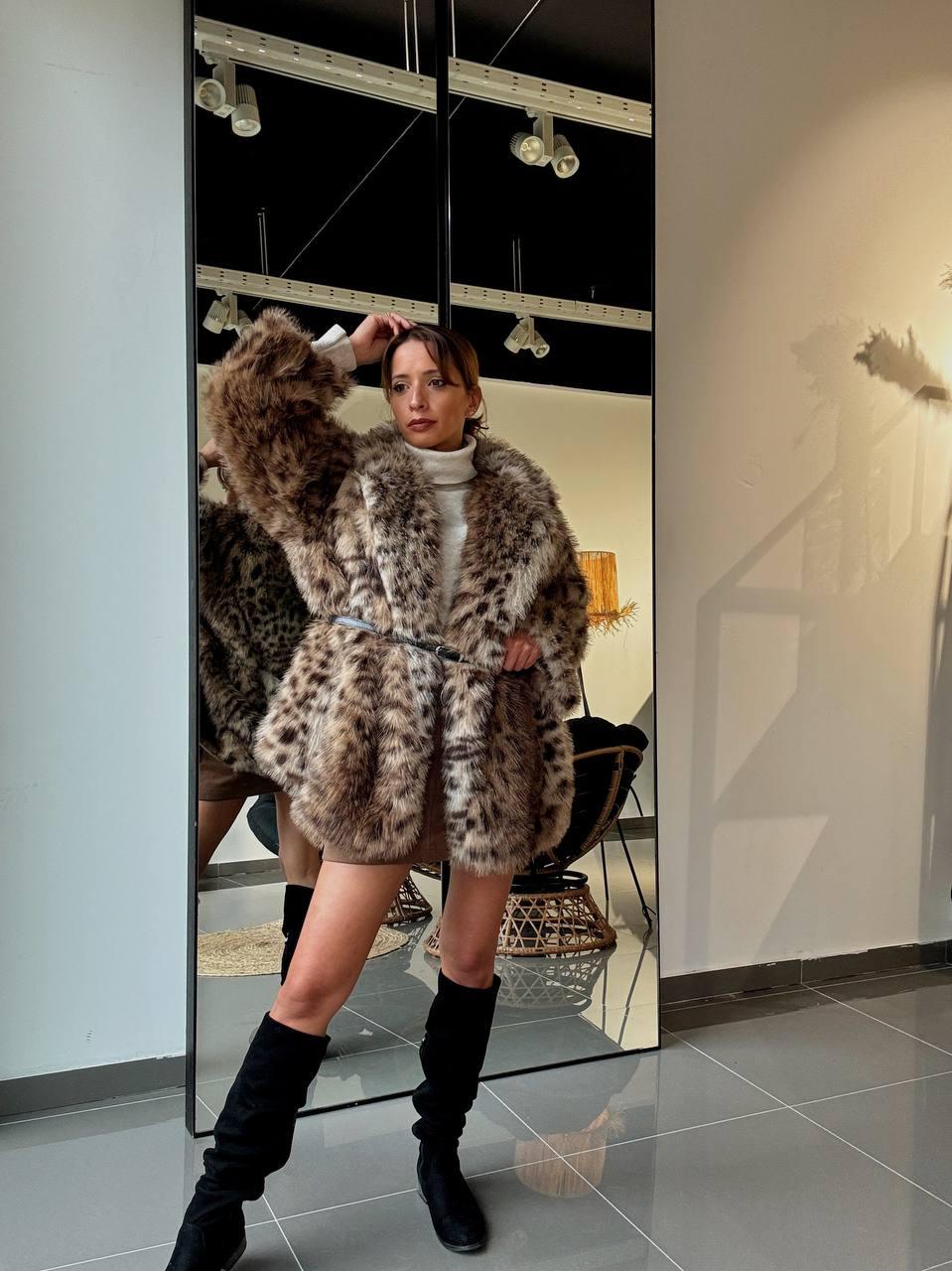 Faux fur παλτό – Animal print - Image 4