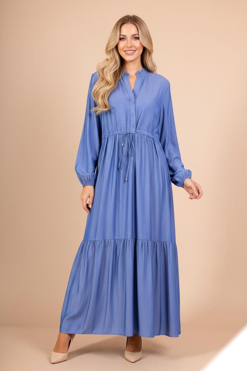 Lusa Maxi φόρεμα με κουμπιά και κορδόνι στη μέση