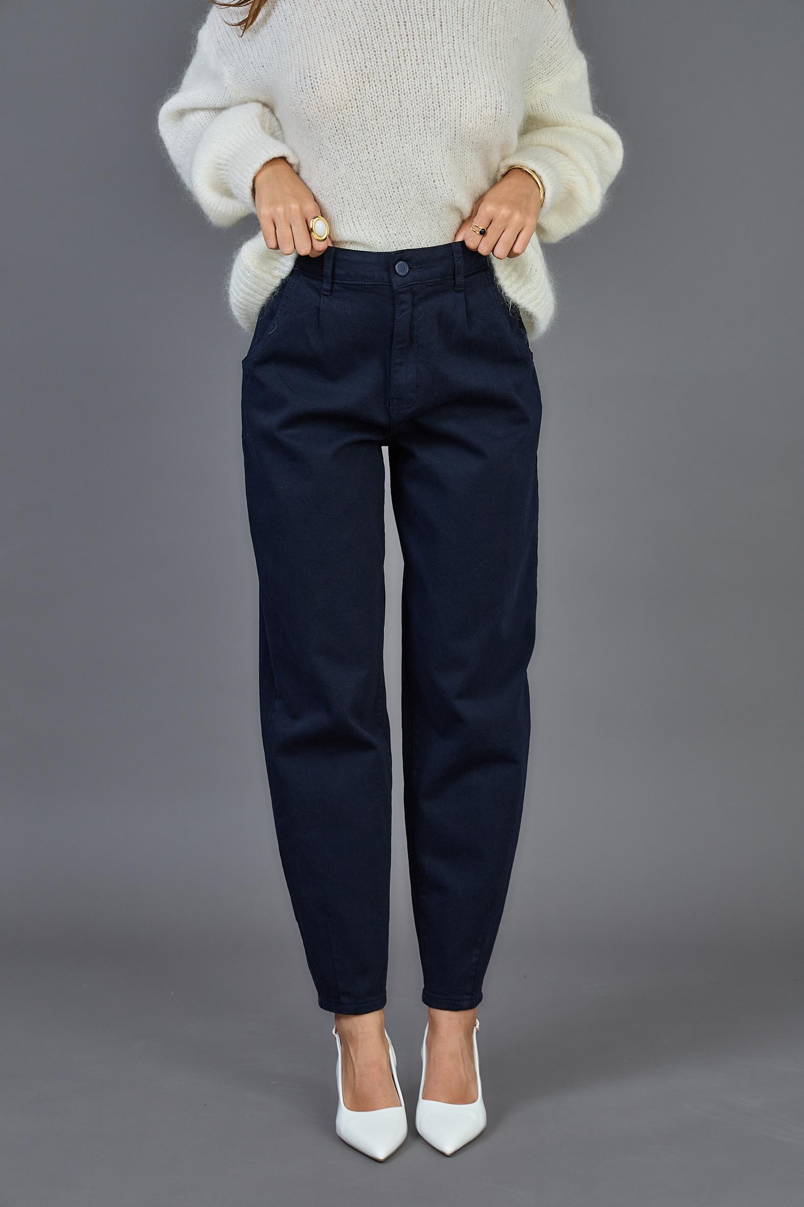 Ψηλόμεσο βαμβακερό παντελόνι – Καμηλό - Dark Blue - Image 10