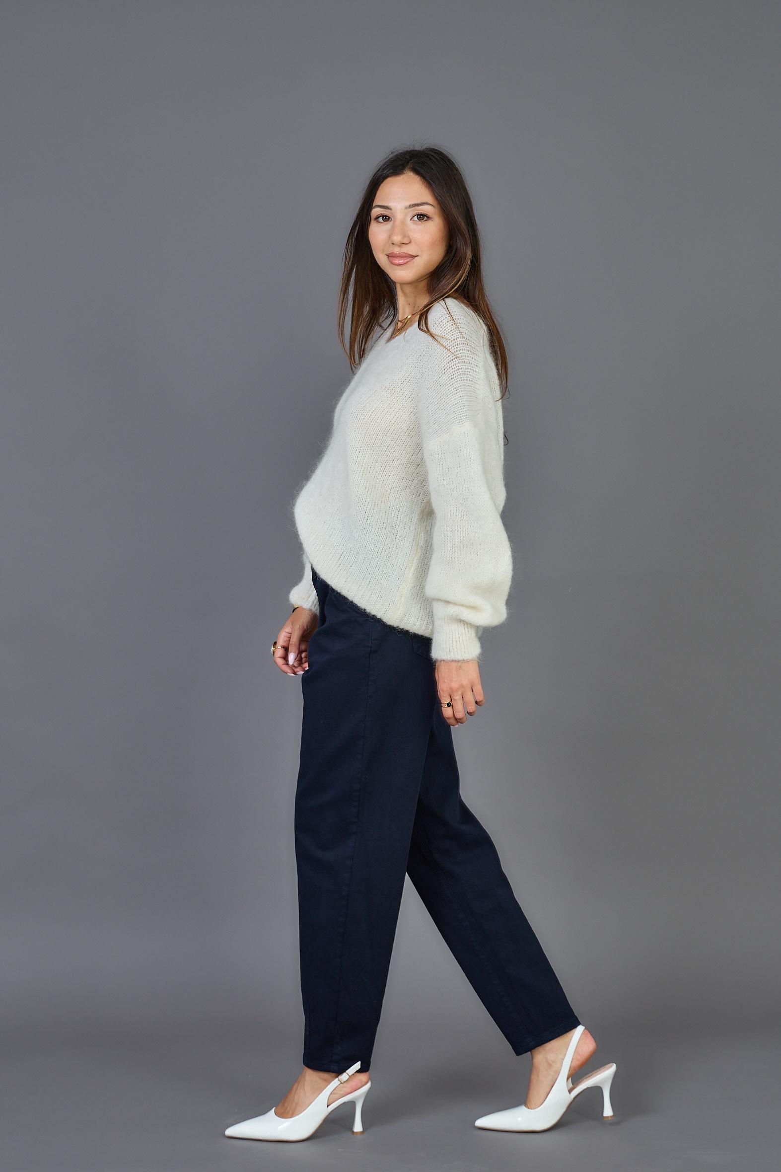 Ψηλόμεσο βαμβακερό παντελόνι – Καμηλό - Dark Blue - Image 13