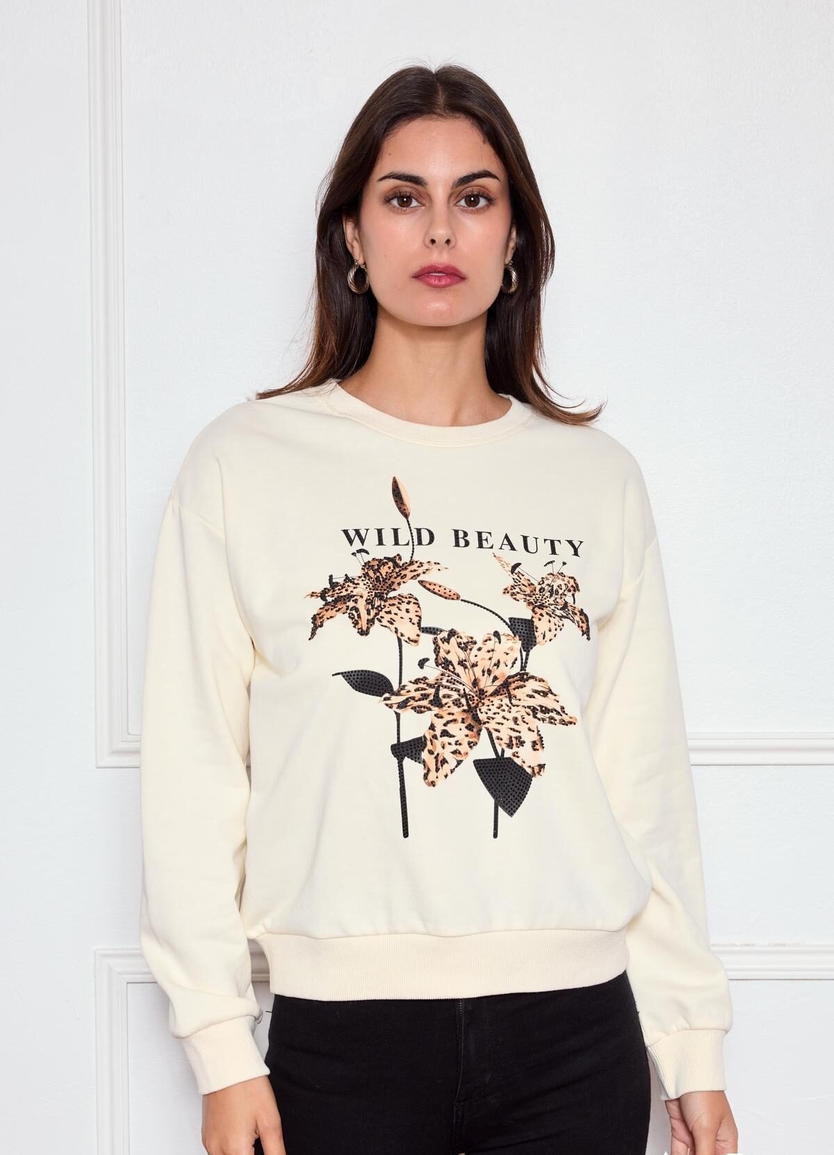 Φούτερ “Wild Beauty” με animal print λουλούδια