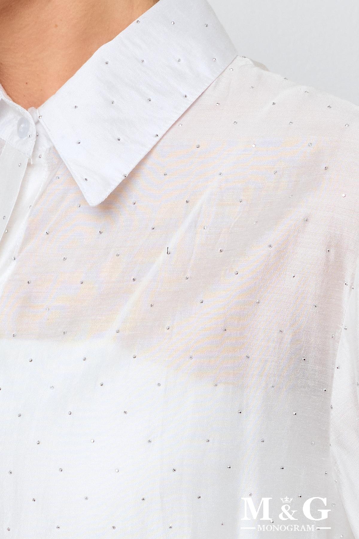 Λευκό διάφανο πουκάμισο με στρας - Image 4