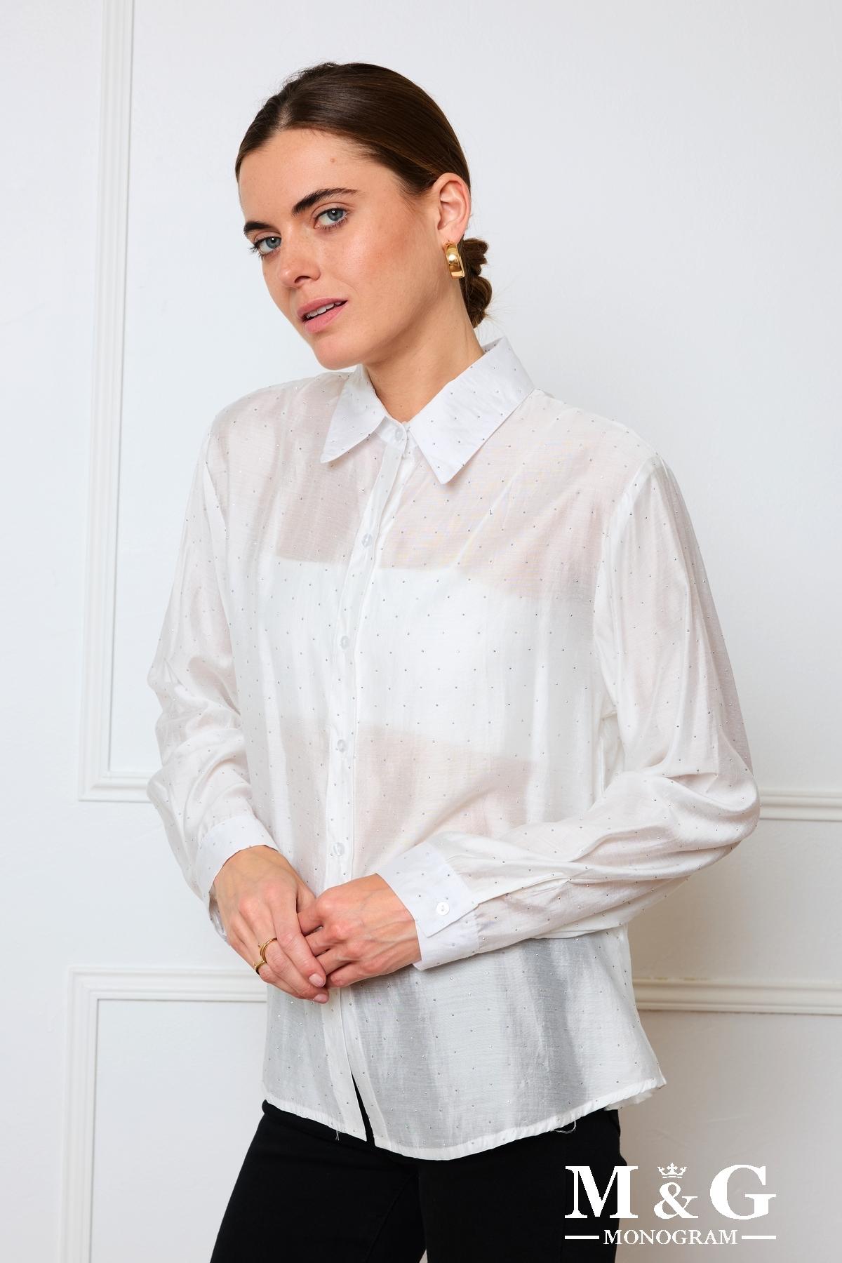 Λευκό διάφανο πουκάμισο με στρας - Image 6