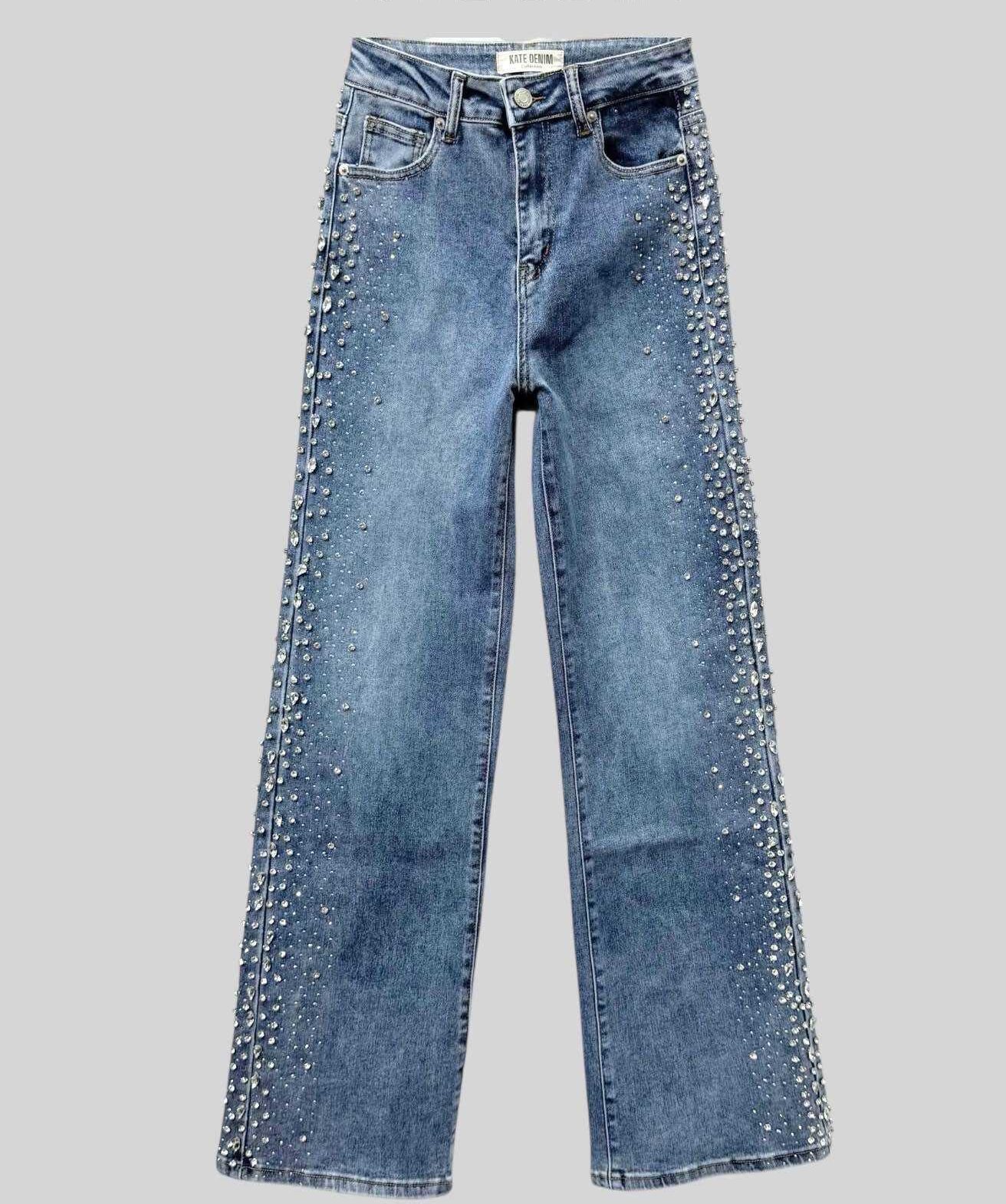 Jean με swarowski - Μπλέ απόχρωση