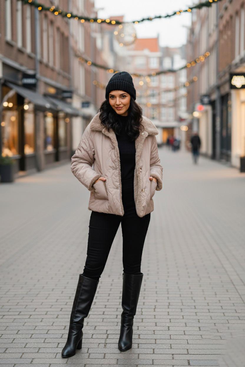 Μπουφάν δύο όψεων – Μπεζ - Image 2