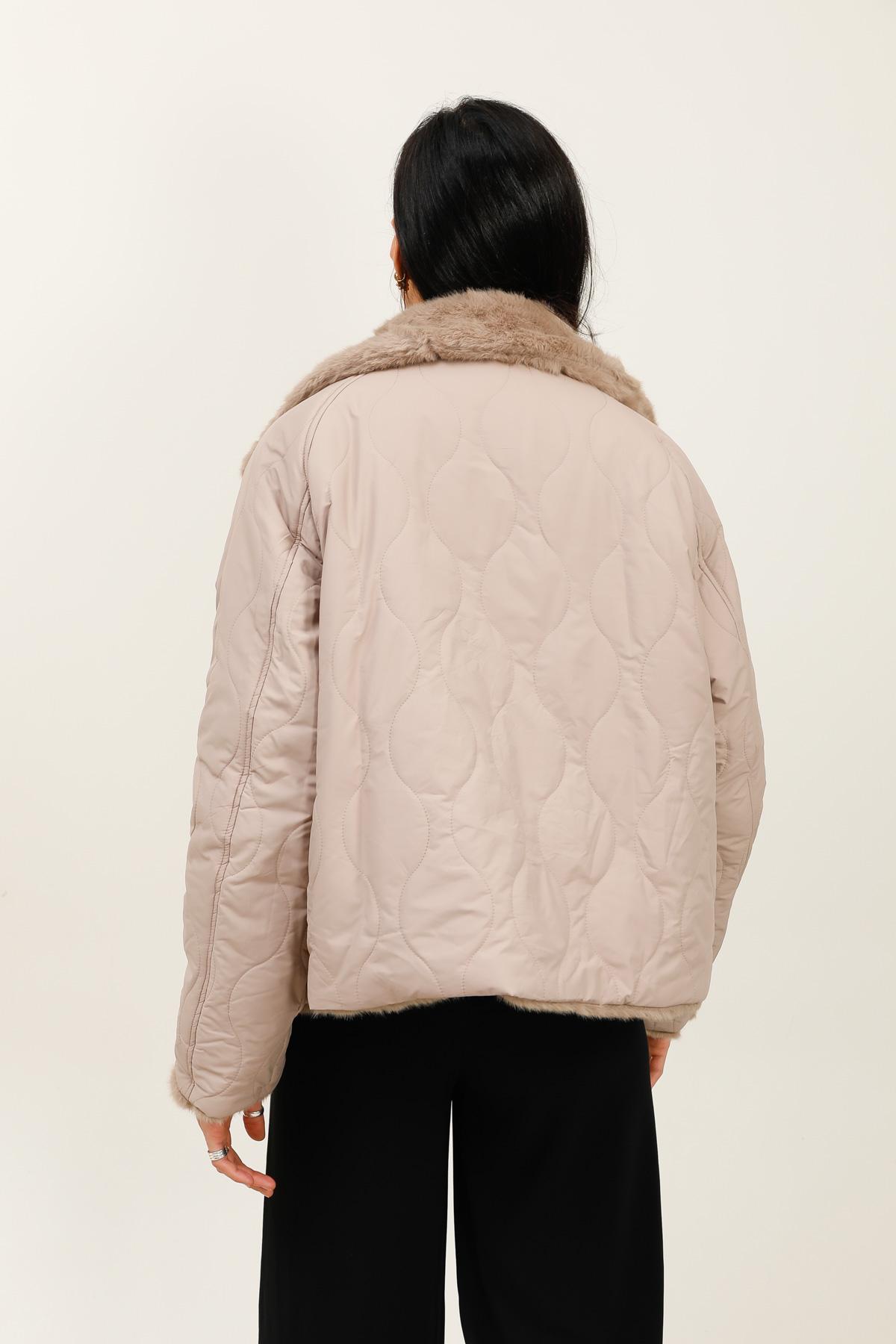 Μπουφάν δύο όψεων – Μπεζ - Image 3