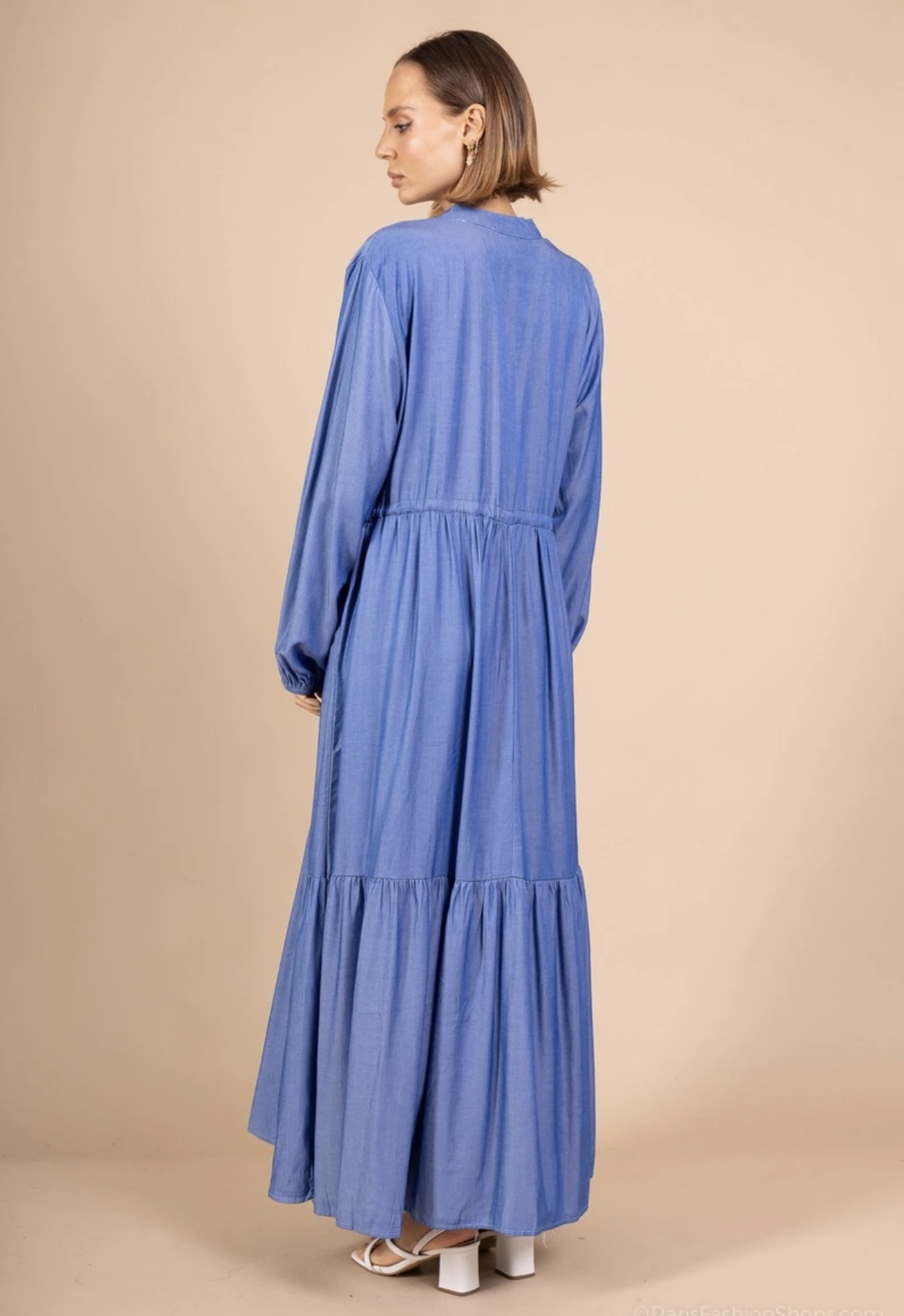 Maxi φόρεμα με κουμπιά και κορδόνι στη μέση - Image 5