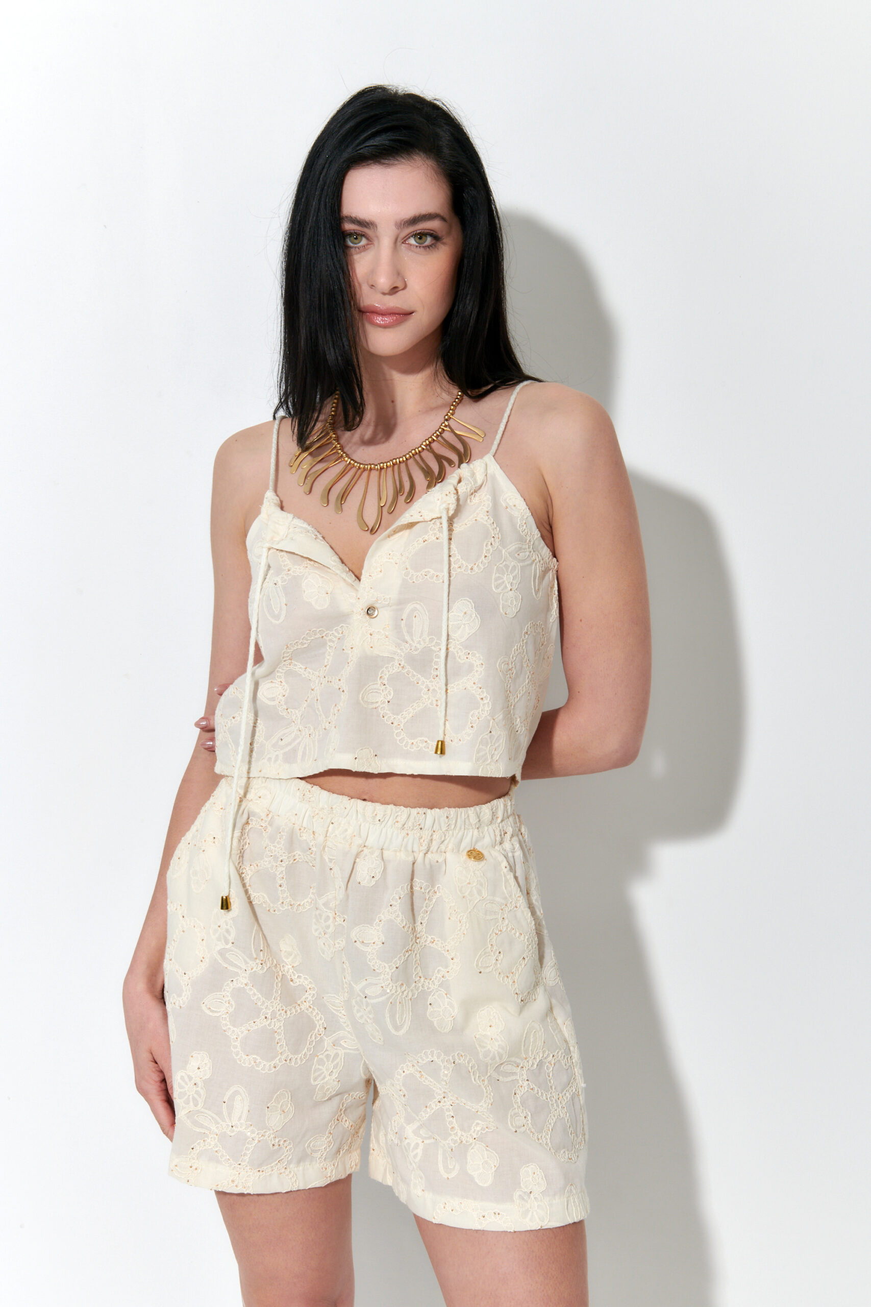 Boho Broderie Σετ Σορτς & Crop Top - Image 2